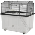 Load image into Gallery viewer, PawHut Hamster Cage, Gerbil Cage 2 Tier with Wheels, Deep Bottom, Ramp, Food Dish, Water Bottle, for Dwarf Hamster, Syrian Hamster, 57 x 43 x 57cm - Black
