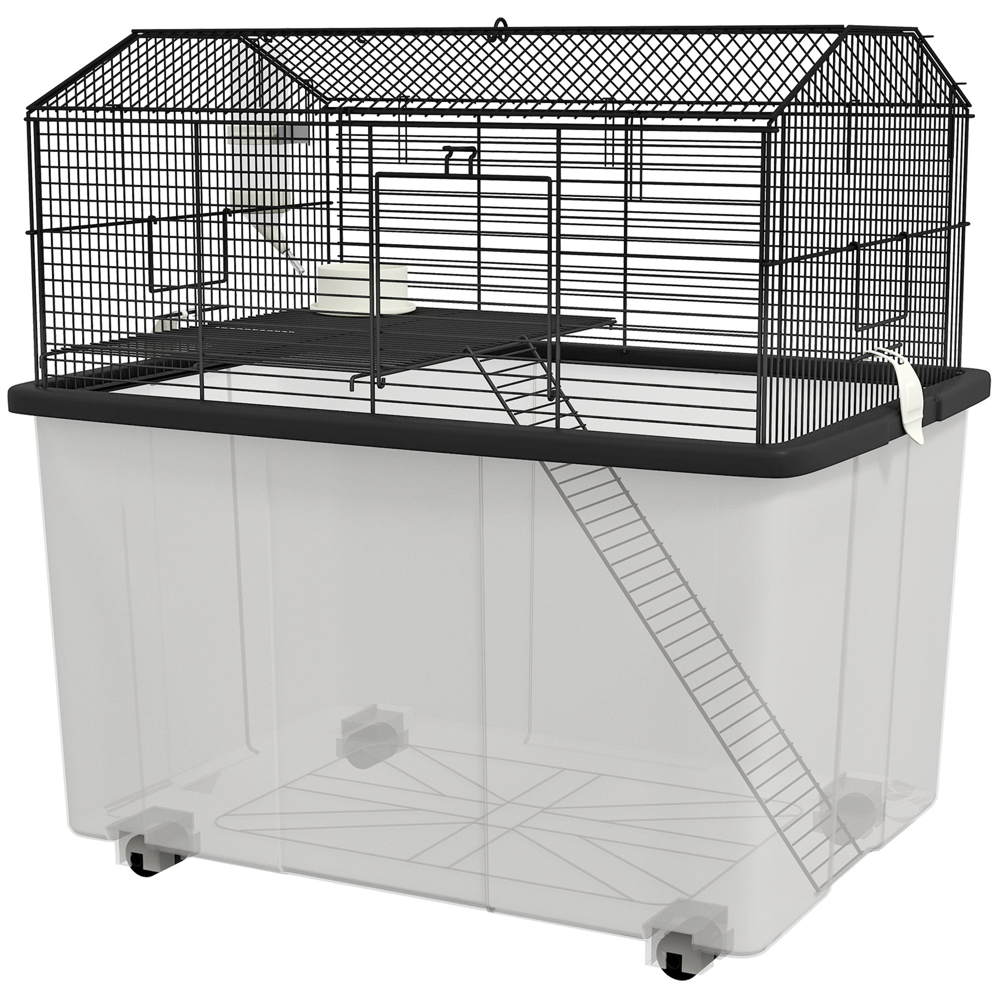 Hamster Cage with Accessories, Portable Gerbil Habitat for Dwarf Hamster and Syrian Hamster with Detachable Bottom, Ramp, Platform, Food Bowl, Water Bottle, 22" x 17" x 22"