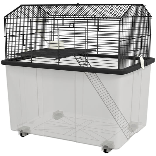 Hamster Cage with Accessories, Portable Gerbil Habitat for Dwarf Hamster and Syrian Hamster with Detachable Bottom, Ramp, Platform, Food Bowl, Water Bottle, 22" x 17" x 22"