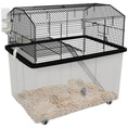 Load image into Gallery viewer, PawHut Hamster Cage, Gerbil Cage 2 Tier with Wheels, Deep Bottom, Ramp, Food Dish, Water Bottle, for Dwarf Hamster, Syrian Hamster, 57 x 43 x 57cm - Black
