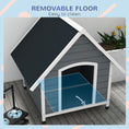 Load image into Gallery viewer, Dog Kennel Outdoor Wooden Dog House with Removable Floor, Elevated Pet Shelter, Anti-Corrosion Wood, for Large Dogs, 106.5H x 110W x 98Dcm - Grey
