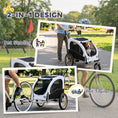 Load image into Gallery viewer, Dog Bike Trailer, 2-in-1 Pet Stroller Cart Bicycle Carrier, Folding Cart Frame with Suspension, Universal Bicycle Coupler, Reflectors, Flag, for Medium Dogs Up to 44 LBS, White
