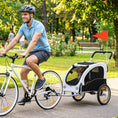 Load image into Gallery viewer, Dog Bike Trailer, 2-in-1 Pet Stroller Cart Bicycle Carrier, Folding Cart Frame with Suspension, Universal Bicycle Coupler, Reflectors, Flag, for Medium Dogs Up to 44 LBS, White
