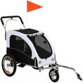 Load image into Gallery viewer, Dog Bike Trailer, 2-in-1 Pet Stroller Cart Bicycle Carrier, Folding Cart Frame with Suspension, Universal Bicycle Coupler, Reflectors, Flag, for Medium Dogs Up to 44 LBS, White
