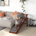 Load image into Gallery viewer, PawHut Dog Ramp, Dog Stairs for Small, Medium & Large Dogs, Pet Ramp for Bed or Couch with Removable Guardrails, Non-Slip Surface, 60" Long, Brown
