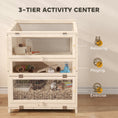Load image into Gallery viewer, Wooden Hamster Cage, Large 3 Tier Hamster Cage w/ Pull-Out Tray, Openable Tops, Huts, Seesaws, Ramps, Water Bowls, for Small Animals, Guinea Pigs, Rats, Bunnies, Gerbils, 26.8" x 24.2" x 35.4"
