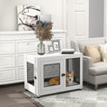 Load image into Gallery viewer, Dog Crate Furniture End Table w/ Soft Washable Cushion, Two Doors, Indoor Pet Kennel for Small Medium Large Dogs w/ Wire Mesh, White
