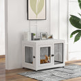 Load image into Gallery viewer, Dog Crate Furniture End Table w/ Soft Washable Cushion, Two Doors, Indoor Pet Kennel for Small Medium Large Dogs w/ Wire Mesh, White
