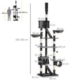 Load image into Gallery viewer, Floor to Ceiling Cat Tree, 240-260cm Adjustable Height Kitten Tower with Scratching Posts, Cat Houses, Ramps, Hammocks, Toy Balls, Tunnel for Indoor Use - Dark Grey
