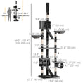 Load image into Gallery viewer, Cat Tower for Large Cats Adult, Floor to Ceiling Cat Tree Adjustable Height 94"-102" Multi-Level with Scratching Posts, Cozy Hammock, Dangling Ball Toy, Grey
