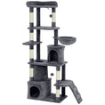 Load image into Gallery viewer, Cat Tree, 67" Large Cat Tower for Indoor Kittens Multi-Level with 7 Scratching Posts, Tunnel, 2 Plush Condos, Hammock, Perch, Ramp, Pompoms, Dark Grey
