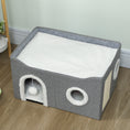 Load image into Gallery viewer, Cat House, Cat Bed for Indoor Pets, Foldable Kitten Cave with Fluffy Ball, Scratch Pad, Kitty Hideaway with Soft Cushions for Small, Medium Cats, Grey
