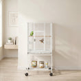 Load image into Gallery viewer, Detachable Bird Cage on Wheels, for Finches, Parakeets, Budgies, Budgie Cage, Parrot Aviary with Accessories, Storage Shelf - White
