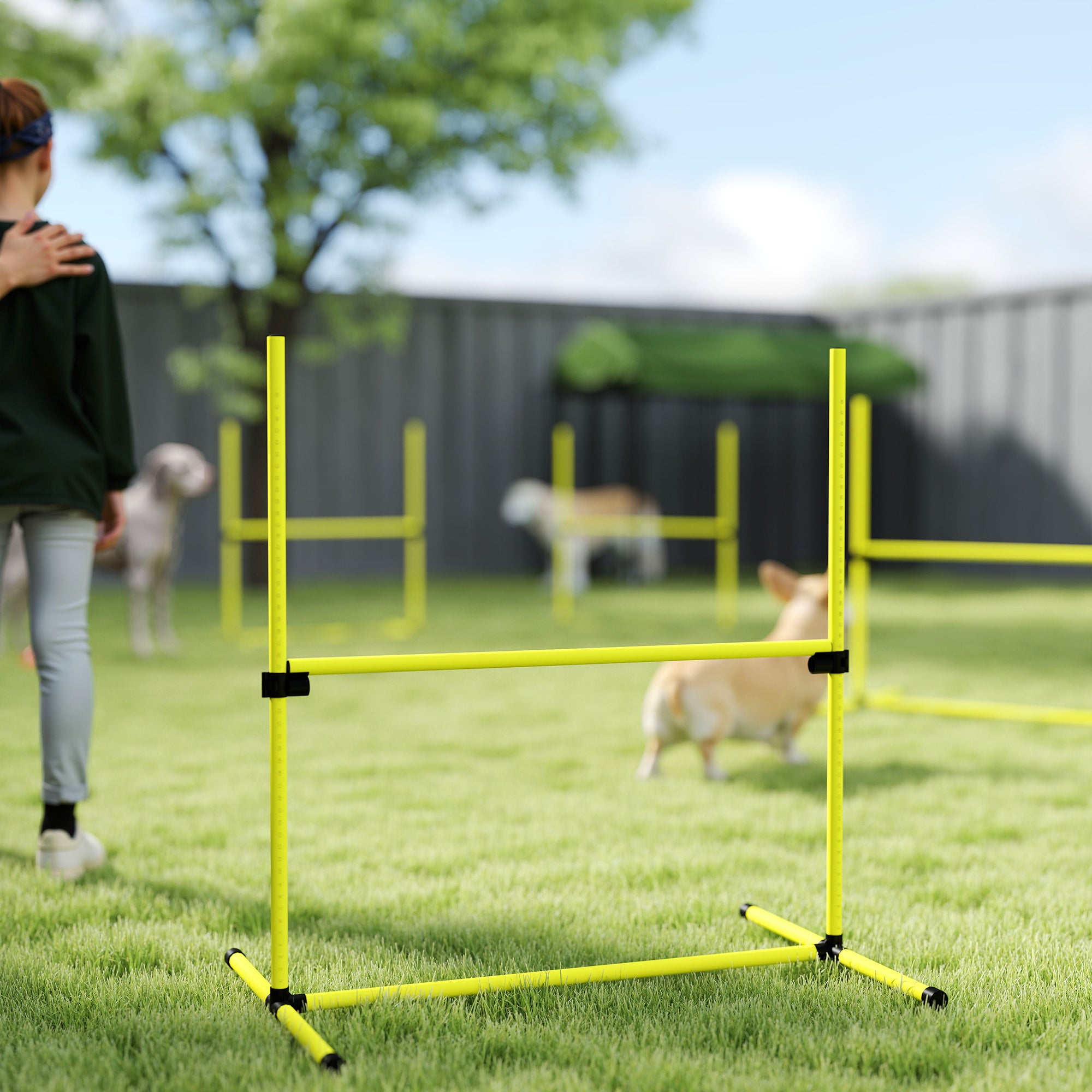 39"L Dog Agility Training Equipment for Large Medium Small Dog, 6 PCS Adjustable Height Hurdles for Agility Training, Obstacle Course Starter Kit, 6KG Net Wight, Yellow