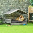 Load image into Gallery viewer, Elevated Rattan Dog House Outdoor with Canopy, Wicker Dog Bed with Water-Resistant Cushion, for Small and Medium Dogs Dark Grey
