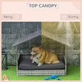 Load image into Gallery viewer, Elevated Rattan Dog House Outdoor with Canopy, Wicker Dog Bed with Water-Resistant Cushion, for Small and Medium Dogs Dark Grey
