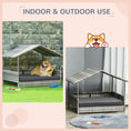 Load image into Gallery viewer, Elevated Rattan Dog House Outdoor with Canopy, Wicker Dog Bed with Water-Resistant Cushion, for Small and Medium Dogs Dark Grey
