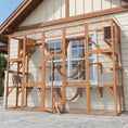 Load image into Gallery viewer, Catio Outdoor Cat Enclosure Window, Outdoor Cat House with Weather Protection Roof for 1-4 Kitties, Wooden Frame, Shelves & Bridges, 118" x 37.5" x 74", Orange
