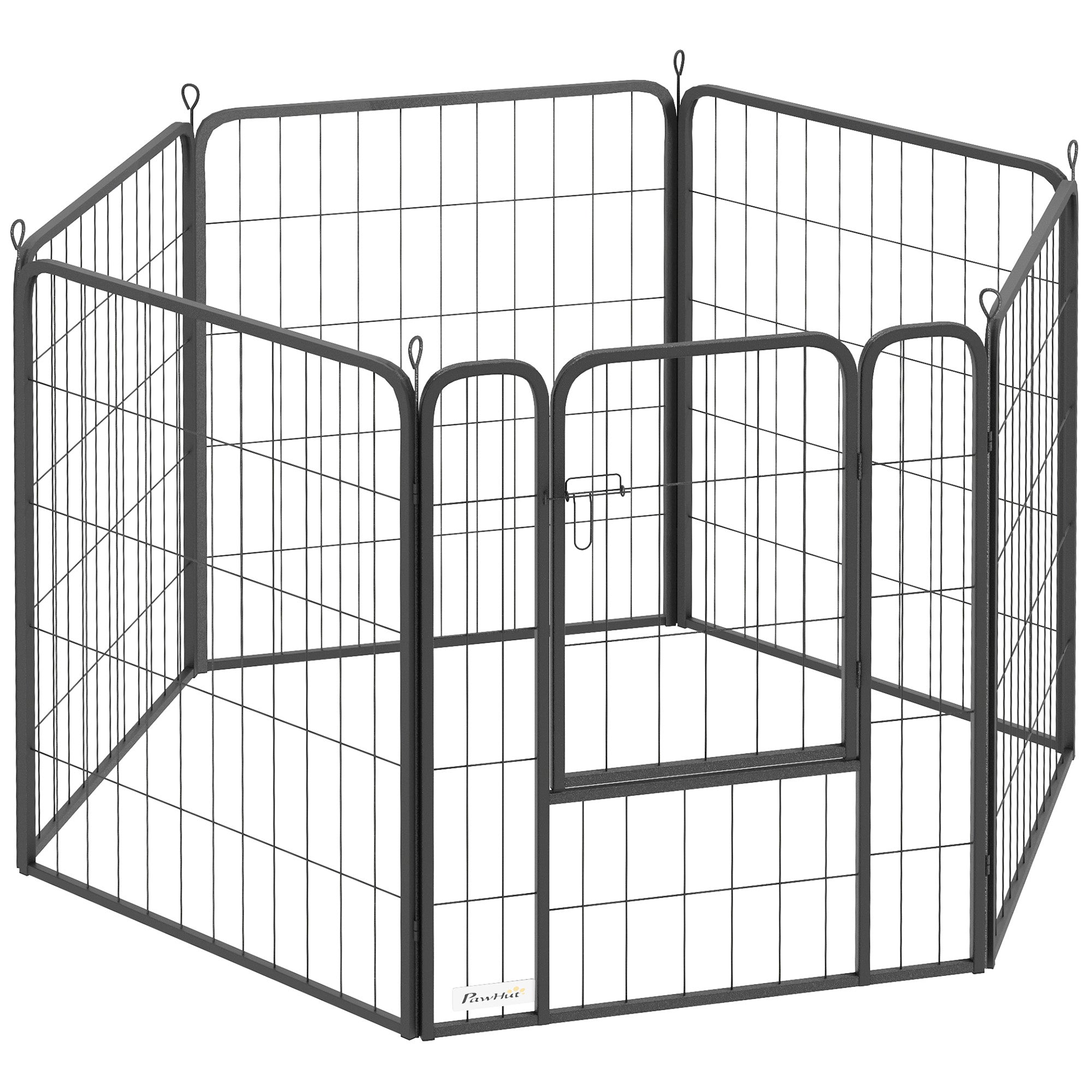 Dog Pen, 6 Panel Puppy Pen, Steel Dog Playpen, for Medium Breeds, 80cm Tall, Black