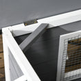Load image into Gallery viewer, Wooden Dog Kennel Outdoor, Elevated Dog House for Outside, with Openable Top, Asphalt Roof, Windows, Curtain, Removable Tray, Adjustable Legs, 72H x 109L x 79Wcm, Grey
