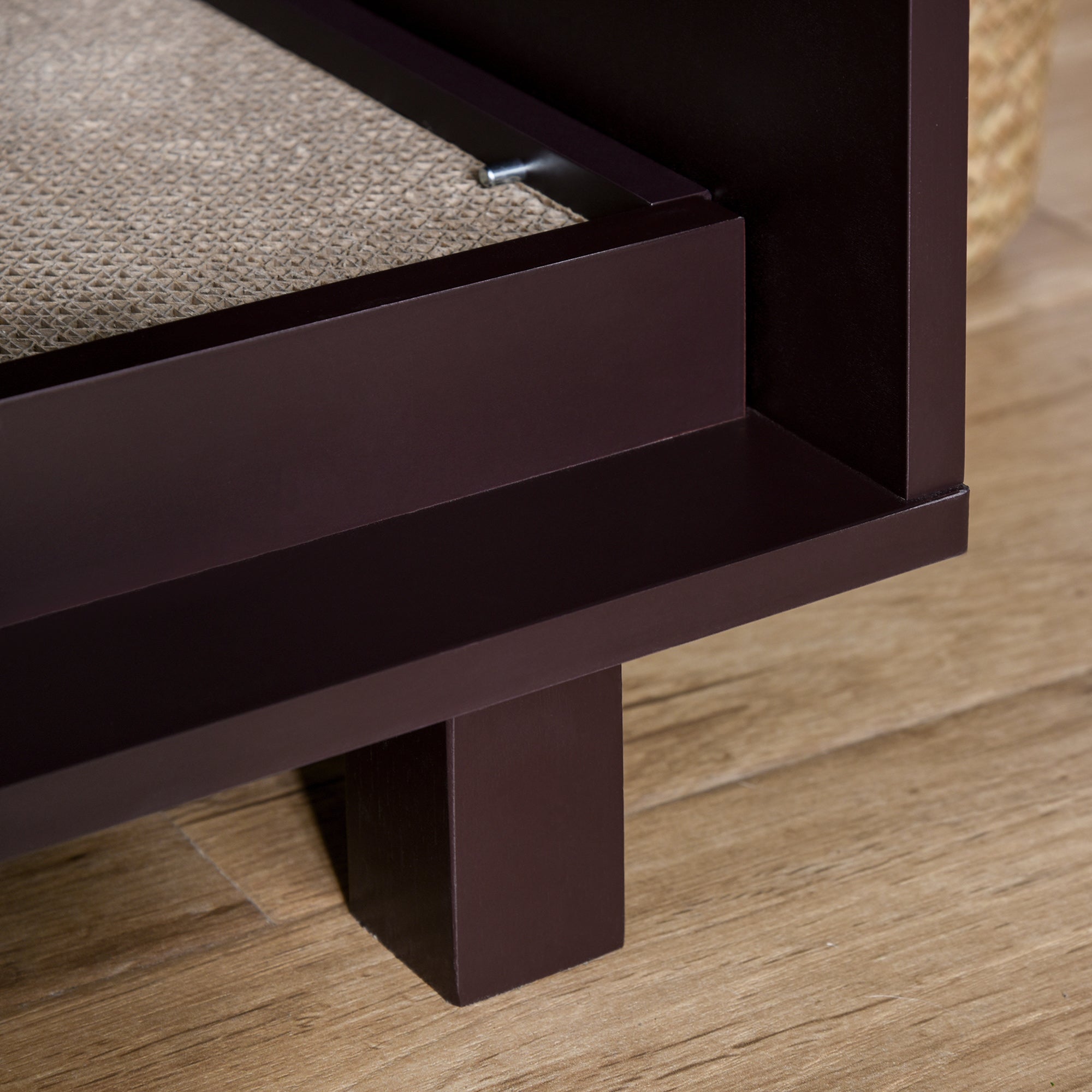 Cat Litter Box Enclosure, Hidden Litter Box Furniture, Cat House End Table Washroom with Scratching Pad, for Indoor Cats Kittens, Brown