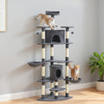 Load image into Gallery viewer, 79" Cat Tree Tower, Large Cat Condo Furniture, Multi-Level Cat Tower with Scratching Posts, Cozy Hammock, Dangling Balls - Dark Grey
