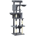 Charger l'image dans la visionneuse de la galerie, Cat Tree, 69" Cat Tower for Indoor Kittens, Multi-Level Tower with 2 Condos, Scratching Posts, 2 Hammocks, Perches, Pompoms for Multiple Kitties, Dark Grey
