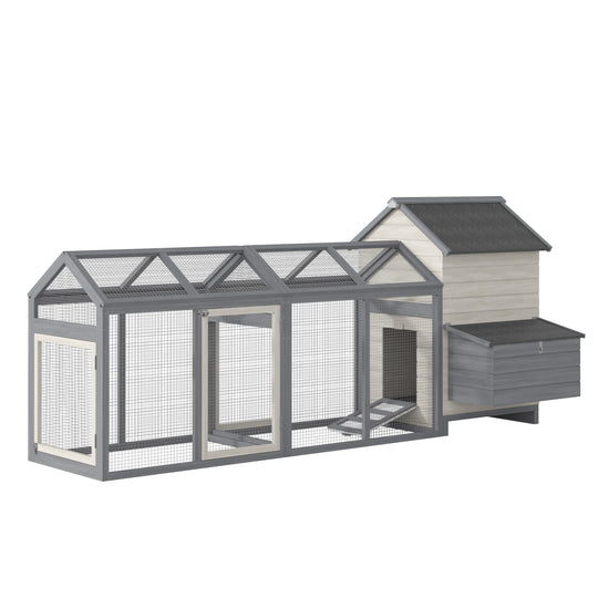 PawHut 100" Chicken Coop Wooden Chicken House Large Rabbit Hutch Poultry Cage Hen Pen Backyard with Double Run, Nesting Box