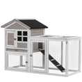 Load image into Gallery viewer, 2 in 1 Rabbit Hutch Outdoor Guinea Pig Hutch Bunny Run Double Main House with Run, No-Leak Tray 259 x 64 x 92cm, Grey
