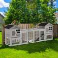 Load image into Gallery viewer, 2 in 1 Rabbit Hutch Outdoor Guinea Pig Hutch Bunny Run Double Main House with Run, No-Leak Tray 259 x 64 x 92cm, Grey

