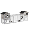 Load image into Gallery viewer, 2 in 1 Rabbit Hutch Outdoor Guinea Pig Hutch Bunny Run Double Main House with Run, No-Leak Tray 259 x 64 x 92cm, Grey
