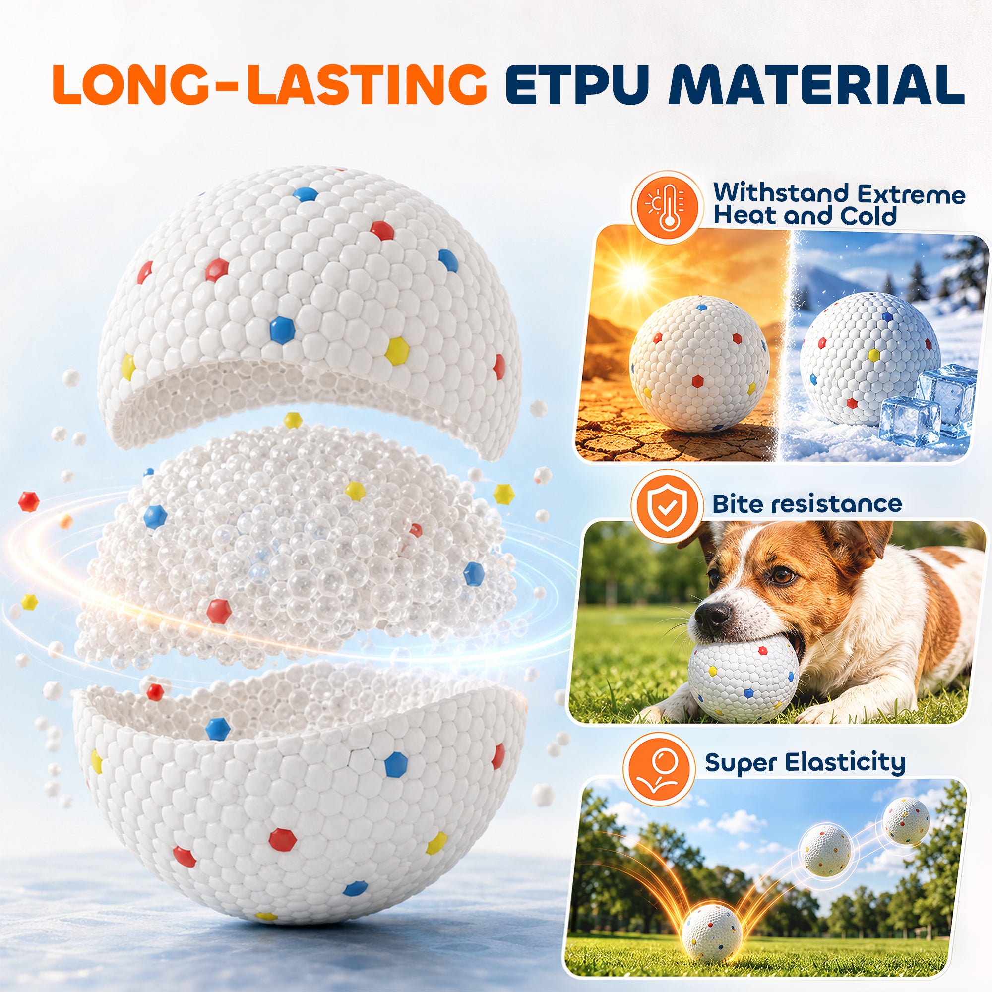 6 Pack Dog Balls Toys Fits Aggressive Chewers, Indestructible Teething and Water ETPU Balls for Throw and Fetch, High Bounce Interactive Toys for Small and Medium Dogs, 5.8cm/2.3Inch