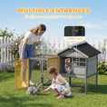 Charger l'image dans la visionneuse de la galerie, Rabbit Hutch Outdoor, 48"L Large Wooden Bunny Cage with Run, Robust Metal Frame, Removable Plastic Tray, Asphalt Roof, Ramp, Guinea Pig Cage for 1-2 Rabbits, Grey
