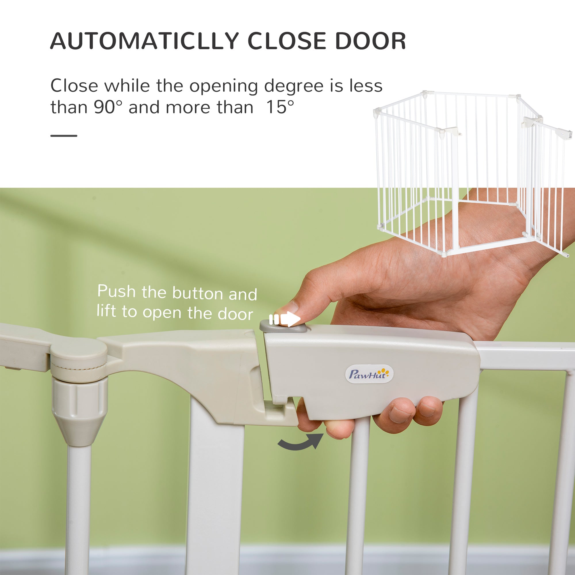 Dog Playpen Indoor, Foldable Pet Fence Puppy Pen for Small Medium Dogs with Door, 5 Panels, 29 Inch Tall, for Stairway, Doorway, Hallway, White