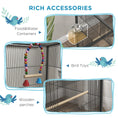 Load image into Gallery viewer, Bird Cage, Budgie Cage, Parrot Cage, with Rolling Stand, Stainless Steel Bowls, Swings, Removable Tray for Small Parrot, Budgie, Lovebird - Grey
