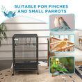 Load image into Gallery viewer, Bird Cage, Budgie Cage, Parrot Cage, with Rolling Stand, Stainless Steel Bowls, Swings, Removable Tray for Small Parrot, Budgie, Lovebird - Grey
