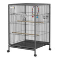Load image into Gallery viewer, Bird Cage, Budgie Cage, Parrot Cage, with Rolling Stand, Stainless Steel Bowls, Swings, Removable Tray for Small Parrot, Budgie, Lovebird - Grey
