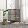 Load image into Gallery viewer, Bird Cage, Budgie Cage, Parrot Cage, with Rolling Stand, Stainless Steel Bowls, Swings, Removable Tray for Small Parrot, Budgie, Lovebird - Grey
