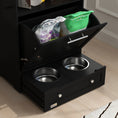 Load image into Gallery viewer, Cat Dog Feeding Station, Dog Food Storage Cabinet, Pet Feeder Container with Raised Bowls and Hanger for Feeding & Watering Supplies, Black
