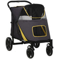 Load image into Gallery viewer, Pet Stroller with Universal Front Wheels, Shock Absorber, One-Click Foldable Dog Cat Carriage with Brakes, Storage Bags, Safety Leash for Large & Medium Dogs, Dark Grey
