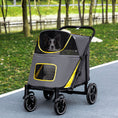 Load image into Gallery viewer, Pet Stroller with Universal Front Wheels, Shock Absorber, One-Click Foldable Dog Cat Carriage with Brakes, Storage Bags, Safety Leash for Large & Medium Dogs, Dark Grey
