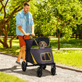 Load image into Gallery viewer, Pet Stroller with Universal Front Wheels, Shock Absorber, One-Click Foldable Dog Cat Carriage with Brakes, Storage Bags, Safety Leash for Large & Medium Dogs, Dark Grey

