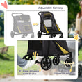 Load image into Gallery viewer, Pet Stroller with Universal Front Wheels, Shock Absorber, One-Click Foldable Dog Cat Carriage with Brakes, Storage Bags, Safety Leash for Large & Medium Dogs, Dark Grey
