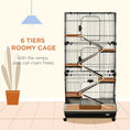 Load image into Gallery viewer, 63"H 6-Level Small Animal Cage Rabbit Hutch with Universal Lockable Wheels, Slide-Out Tray for Bunny, Chinchillas, Ferret, Black
