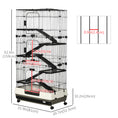Load image into Gallery viewer, 63"H 6-Level Small Animal Cage Rabbit Hutch with Universal Lockable Wheels, Slide-Out Tray for Bunny, Chinchillas, Ferret, Black
