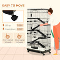 Load image into Gallery viewer, 63"H 6-Level Small Animal Cage Rabbit Hutch with Universal Lockable Wheels, Slide-Out Tray for Bunny, Chinchillas, Ferret, Black
