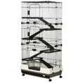 Load image into Gallery viewer, 63"H 6-Level Small Animal Cage Rabbit Hutch with Universal Lockable Wheels, Slide-Out Tray for Bunny, Chinchillas, Ferret, Black

