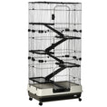 Load image into Gallery viewer, 63"H 6-Level Small Animal Cage Rabbit Hutch with Universal Lockable Wheels, Slide-Out Tray for Bunny, Chinchillas, Ferret, Black

