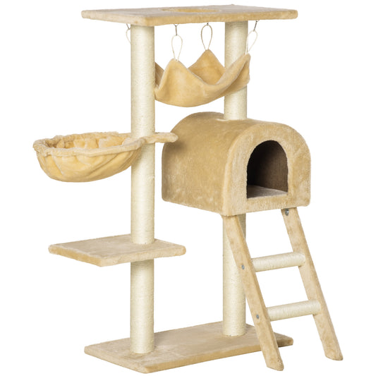 39" Deluxe Cat Scratching Tree Kitten Condo Play House Pet Scratcher Multi-level Tower Kitty Furniture with Hammock