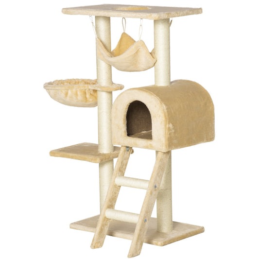 39" Deluxe Cat Scratching Tree Kitten Condo Play House Pet Scratcher Multi-level Tower Kitty Furniture with Hammock